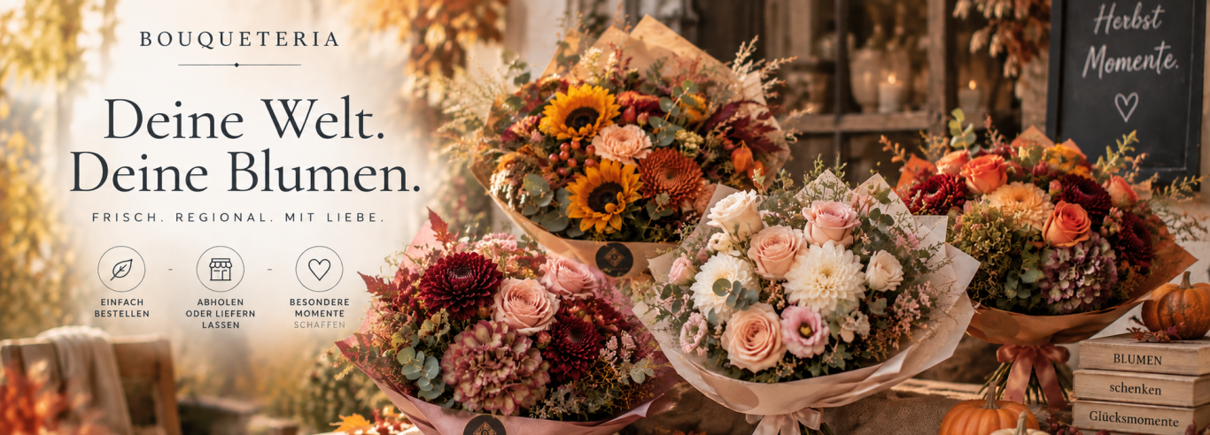 Bunte Blumensträuße in verschiedenen Arrangements zur Bestellung oder Lieferung.