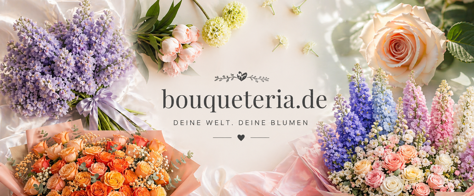Bunte Blumensträuße in verschiedenen Arrangements zur Bestellung für Pfingsten.