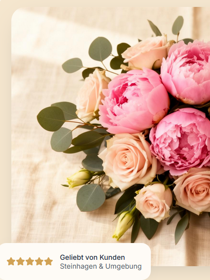 Bunte Bouquet mit Pfingstrosen und Rosen auf einem hellen Hintergrund.